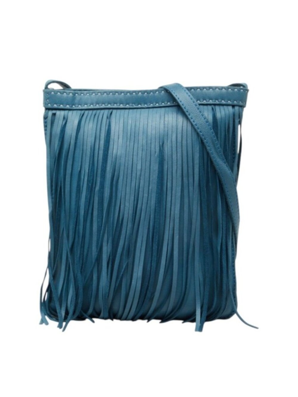 Hermes Tudo Fringe Shoulder Bag Blue Leather